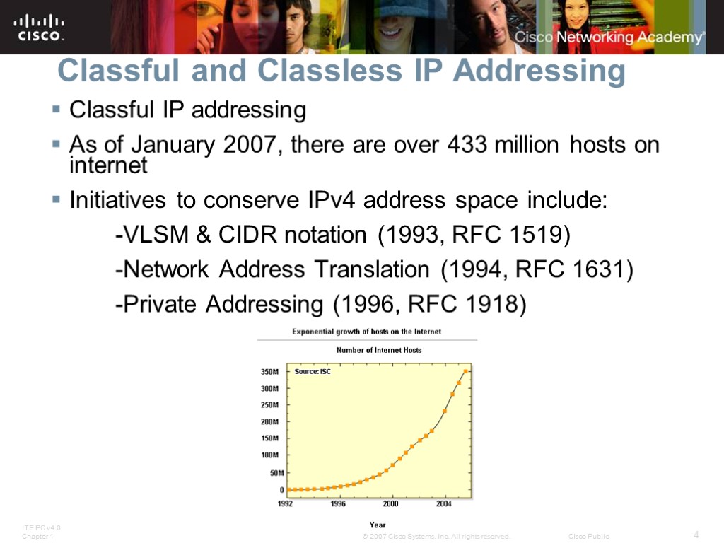 Classful and Classless IP Addressing Classful IP addressing As of January 2007, there are